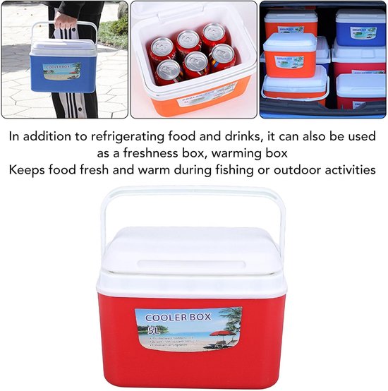 Draagbare Koelbox - Ijsbox Handig - Buitenactiviteiten Genieten - Efficiënte Isolatie - 5 Liter Capaciteit - Rood — afbeelding 3