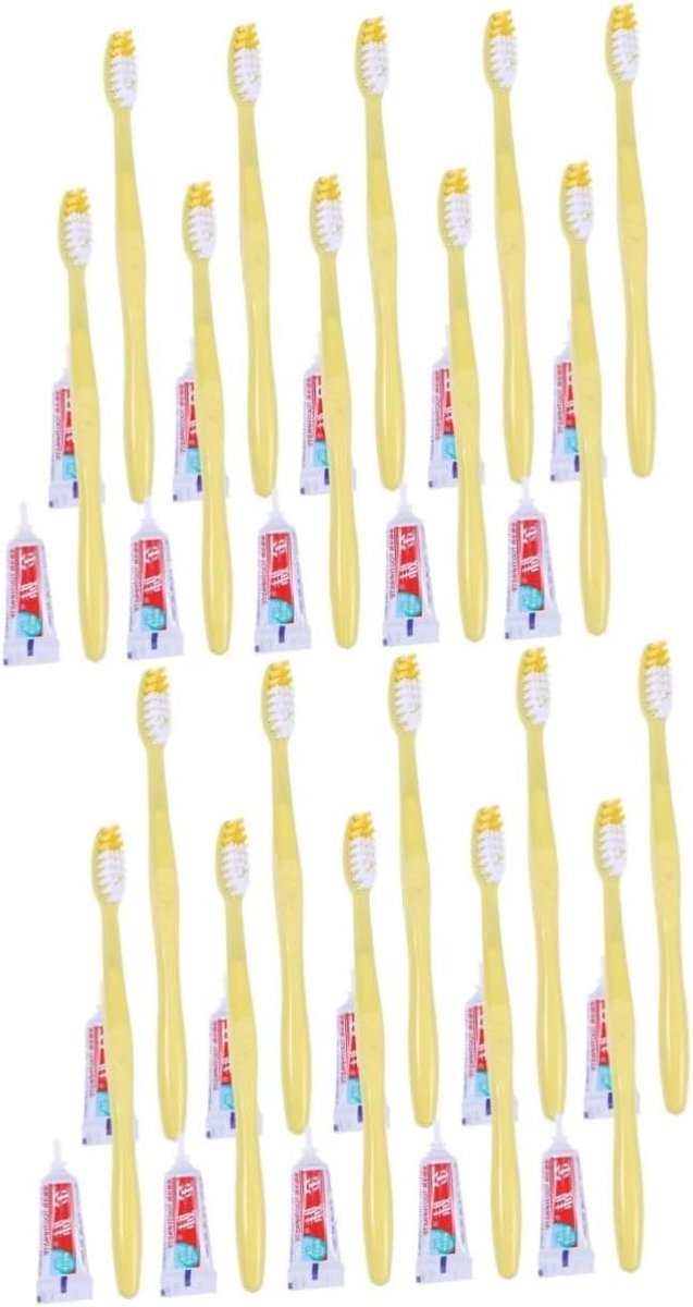 Wegwerp Tandenborstels - Reis Tandenborstel Set - Hygiënisch Reizen - Ingebouwde Tandpasta - 20 Stuks - Gemengde Kleuren