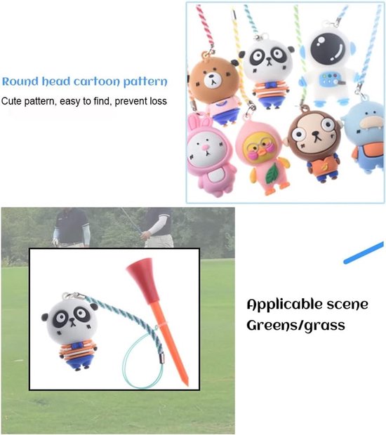 Set van 6 Golf Tees met Hanger en Riem, Ideaal voor Driving Range en Oefenmat, Duurzaam en Handig — afbeelding 2