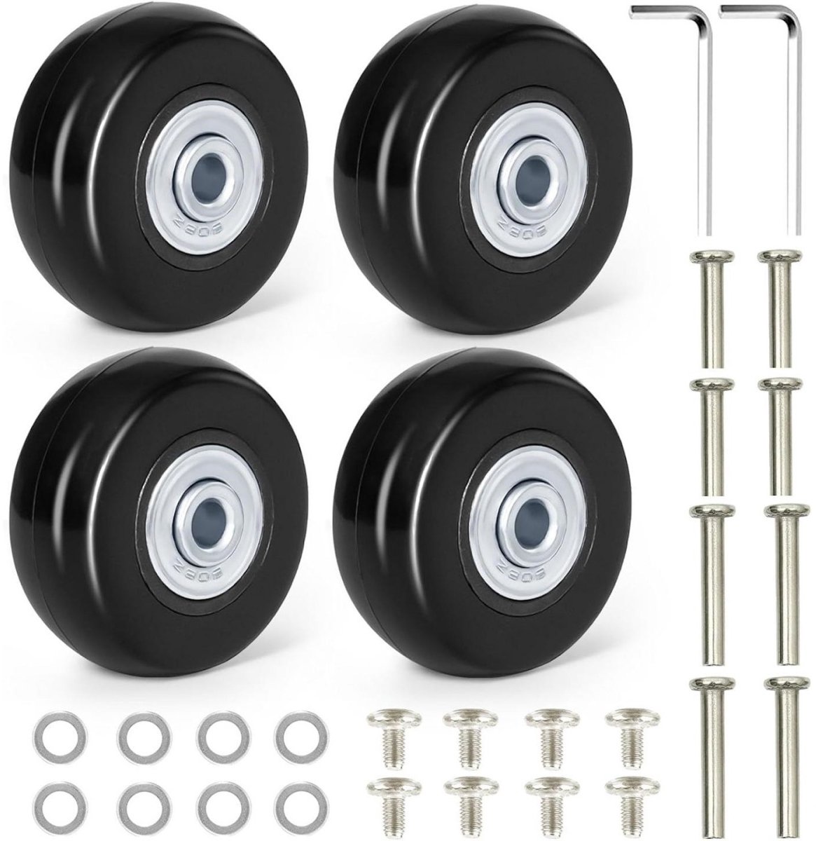 GELLDG 4 Stuks Bagagerollen - Stille Kofferwielen - Diameter 5cm - Geschikt voor Gepäckkoffer - Plastic - Universele Ersatzrollen voor Reiskoffers