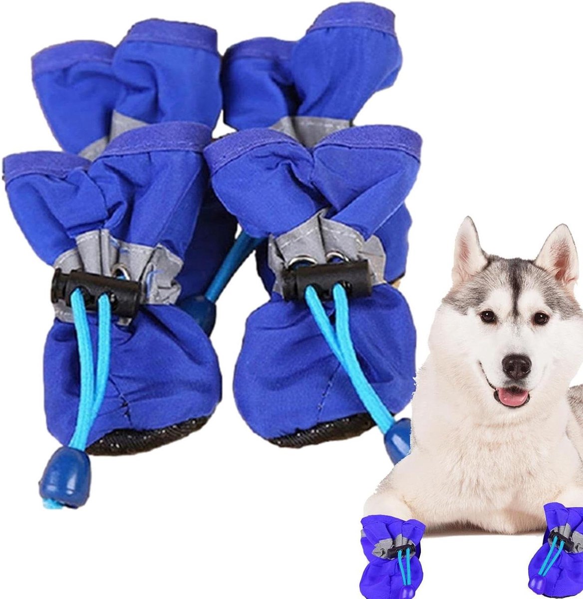 Hondenschoenen - Hondenlaarzen Pootbeschermers - Buitenactiviteiten Bescherming - Waterdicht Ademend Antislip - 4 stuks - Blauw