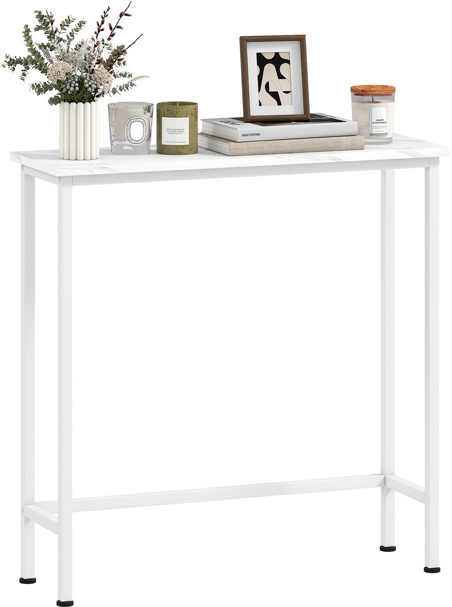 HOMCOM Console Table-Spanplatte, Metall-75L x 24B x 76H cm-Weiß