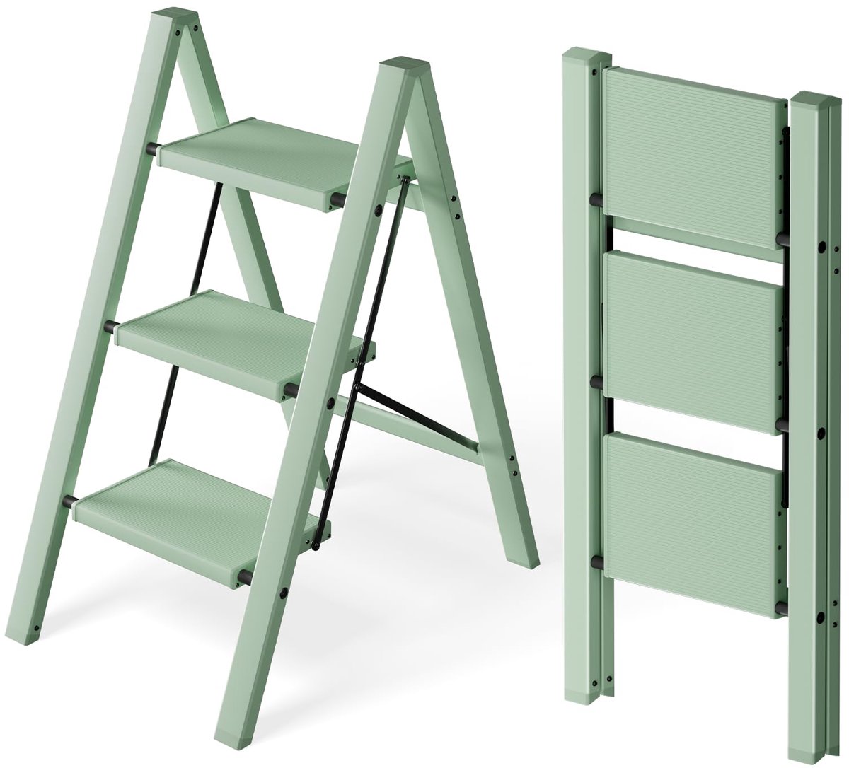 Opstapladder 3 Treppen - Inklapbaar - Aluminium - Ideaal voor hoge plekken - ShopVlot
