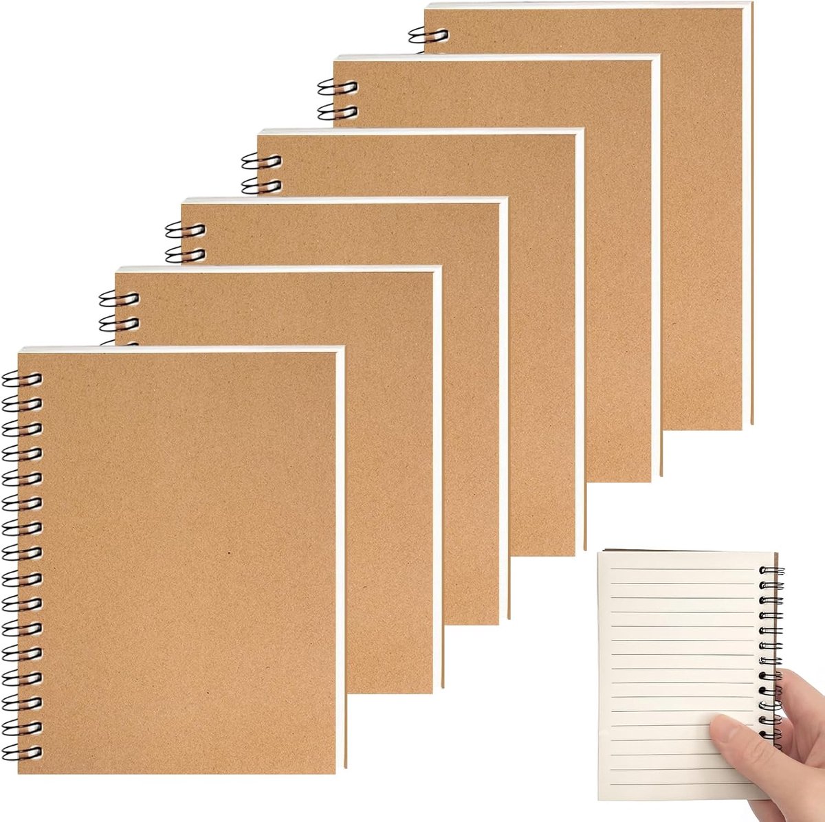 Notitieboek A6 - gelinieerd - spiraal - 6 stuks voor al je aantekeningen - ShopVlot