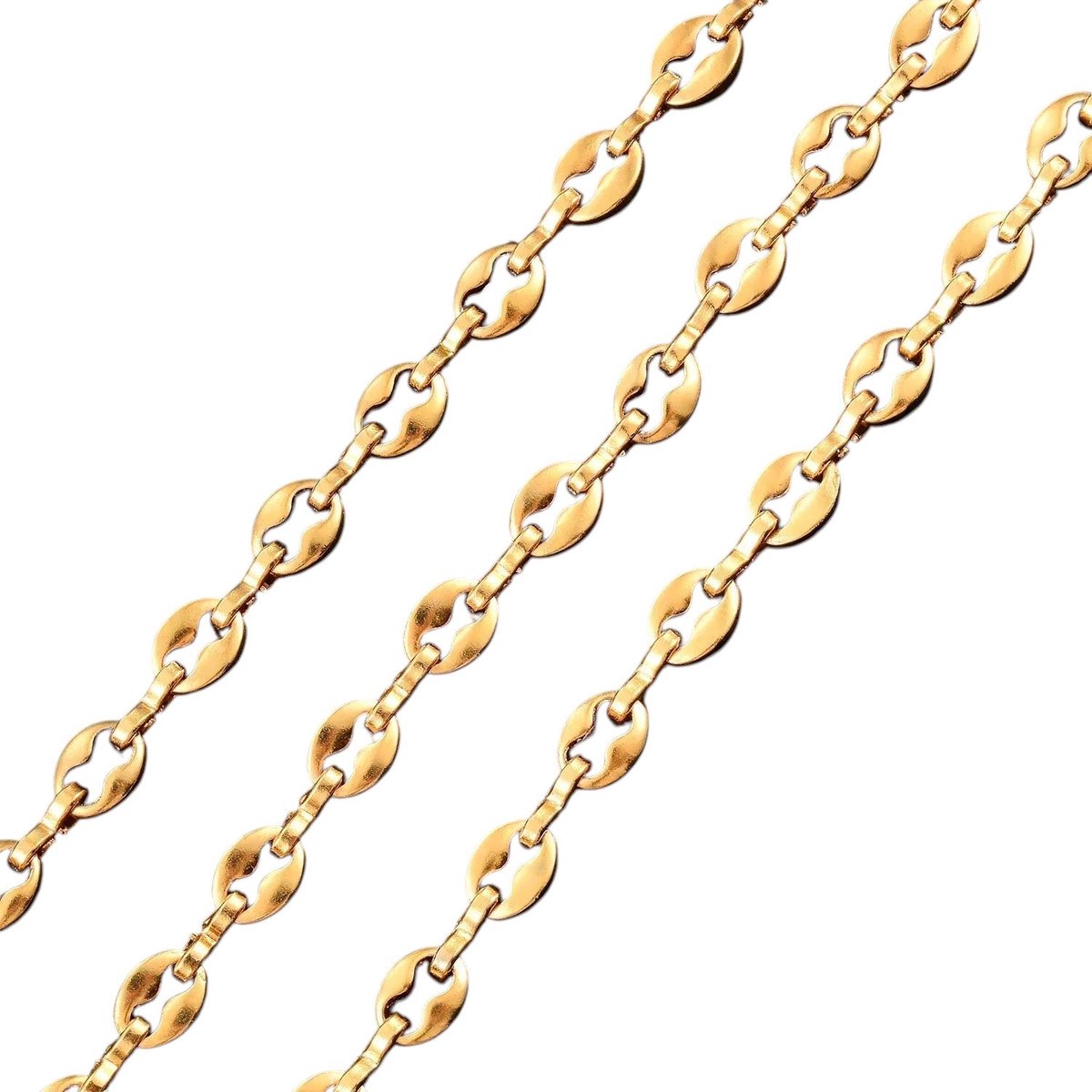 Goudkleurige Stalen Koffieboon Ketting – Unisex Schakelketting 4,5mm (60cm) - 60cm