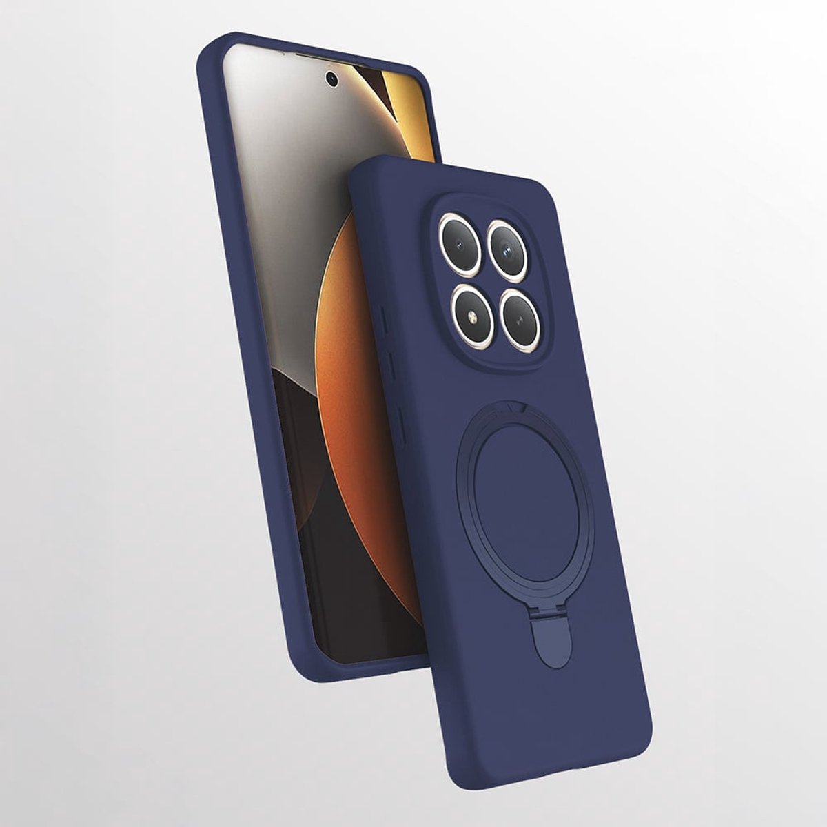 Hoesje Geschikt voor Xiaomi Redmi Note 15 Pro 5G Hoesje Navy – Zachte Siliconen Backcover met Ring – MagSafe Geschikt – Slim & Beschermend
