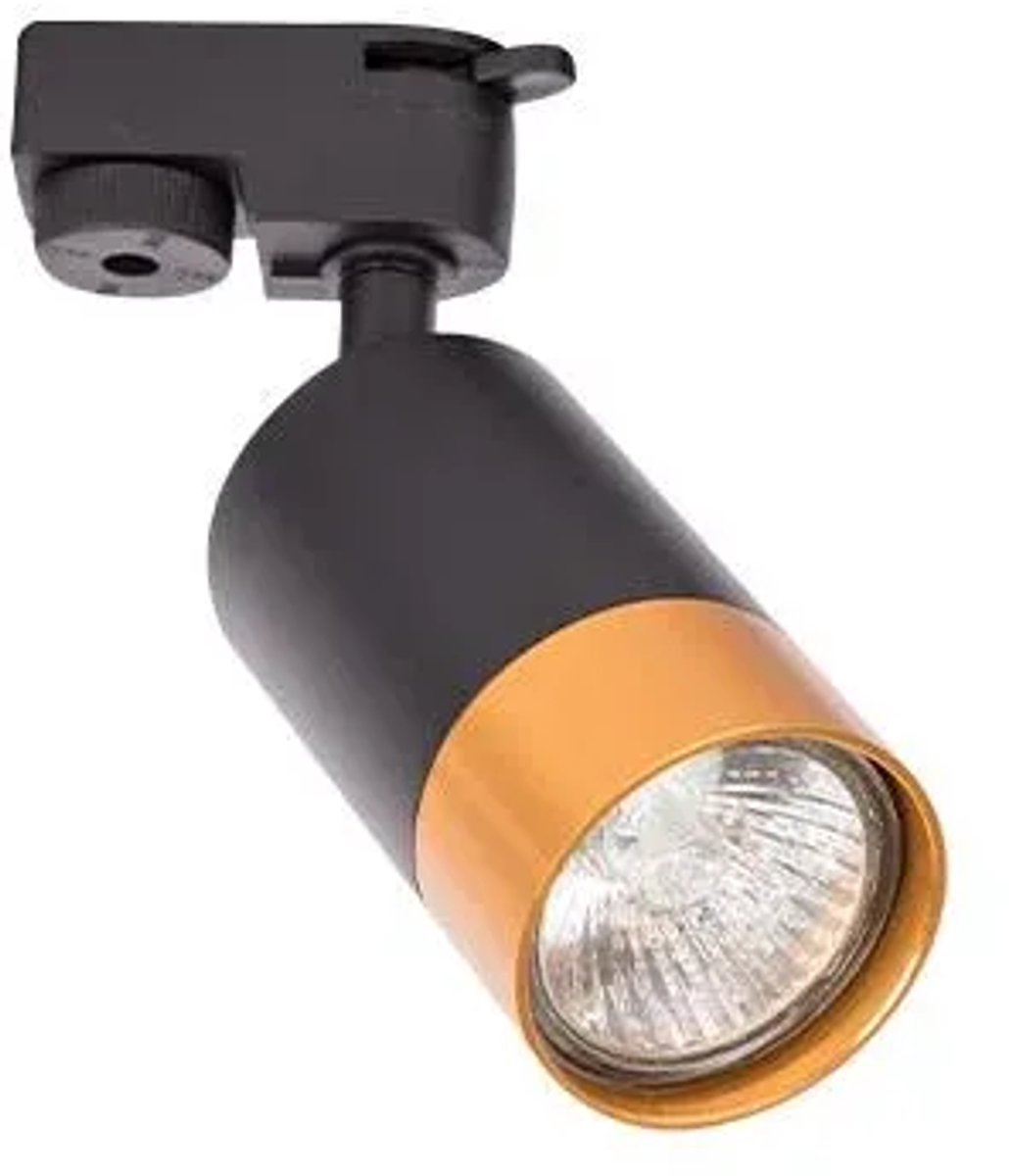 LED Railverlichting - Track Spot - Prixa Trin - GU10 Fitting - 1 Fase - Rond - Zwart/Goud - Aluminium