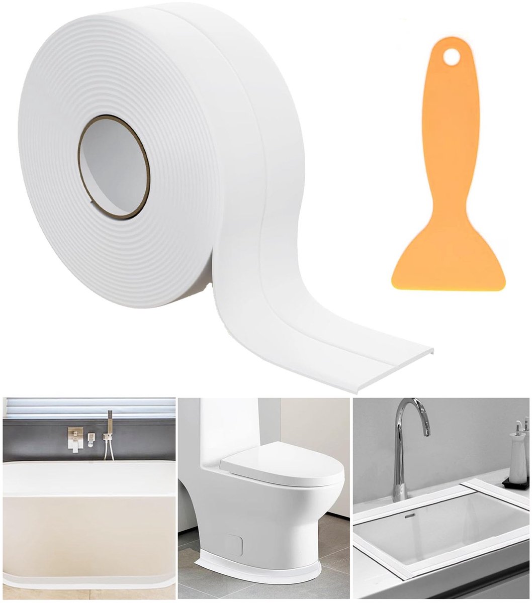 Afdichtingsband waterdicht 38mm x 3.2m - wit - schimmelwerend - voor keuken en badkamer - ShopVlot