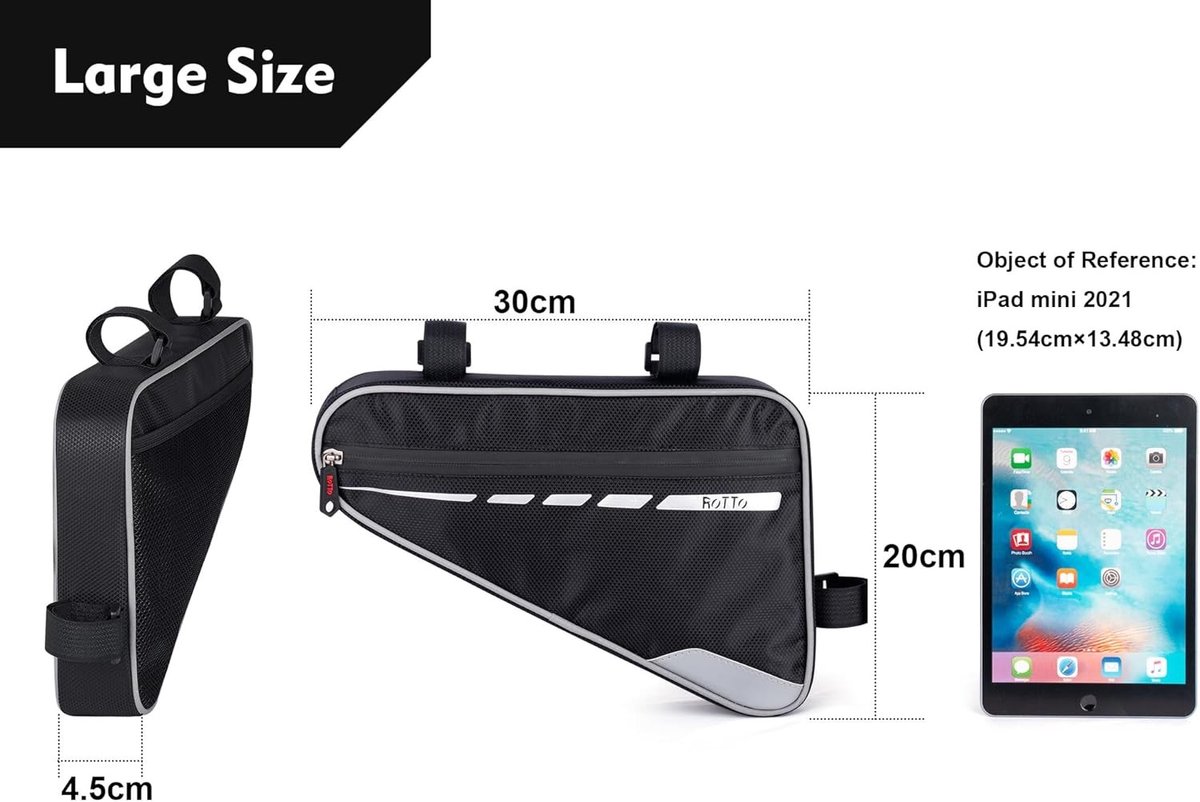 Fiets Triangle Frame Bag onder het bovenste buisje, waterafstotend, 2L en 1.2L capaciteit, ideaal voor fietsen en avonturen