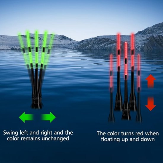 3 Stuks LED Vlotters met Gravitatie Sensor voor Vissen - Accessoires voor Hengelsport met Geluidssignaal voor Meer en Rivier — afbeelding 4