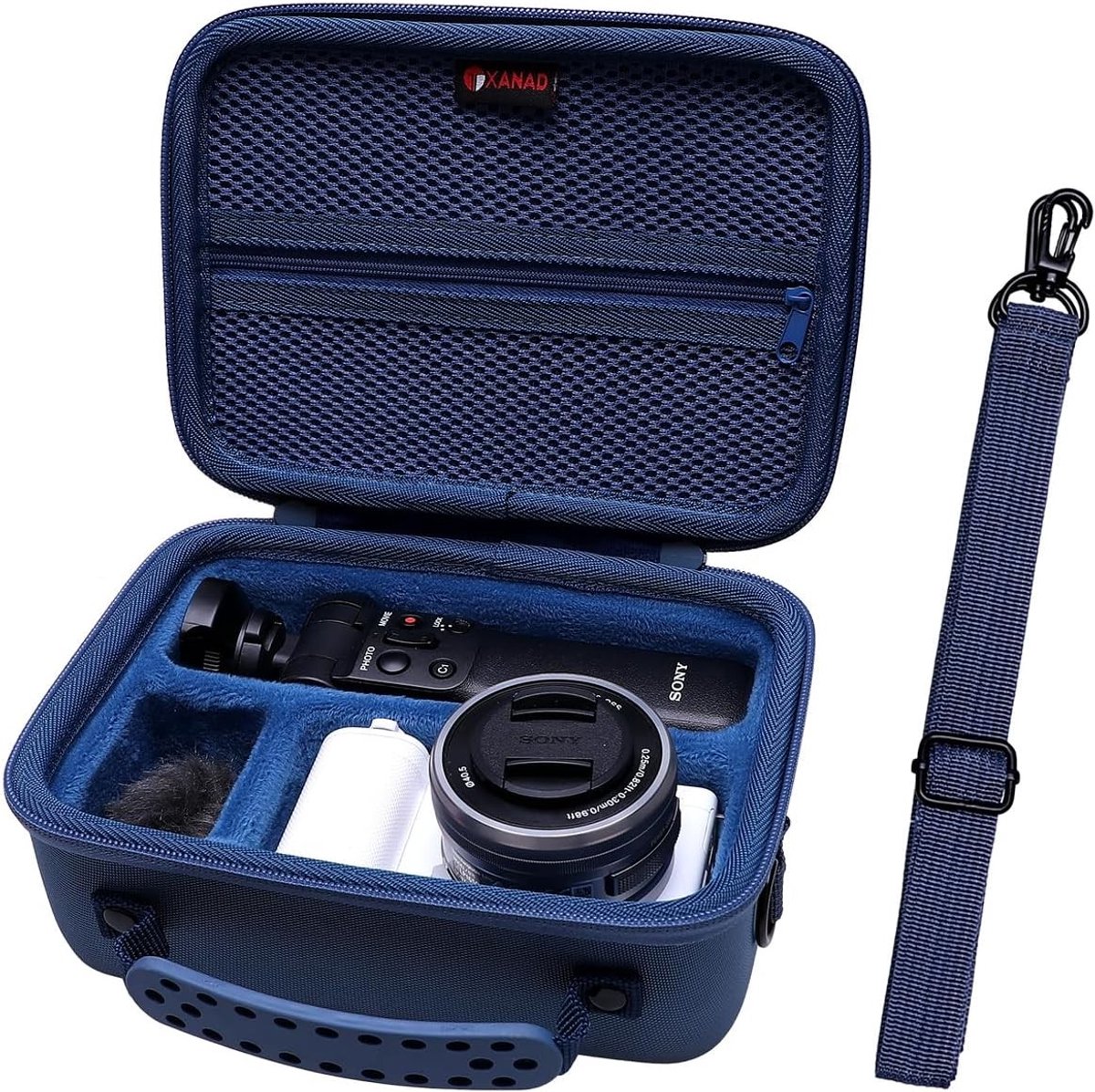 Hard Camera Case voor Sony ZV-1 / ZV-1F / ZV-1 II – Beschermende Tas met Vaste Compartimenten voor Vlog Accessoires, Statief en Microfoon – Draagtas voor Reizen en Outdoor Gebruik (Blauw)