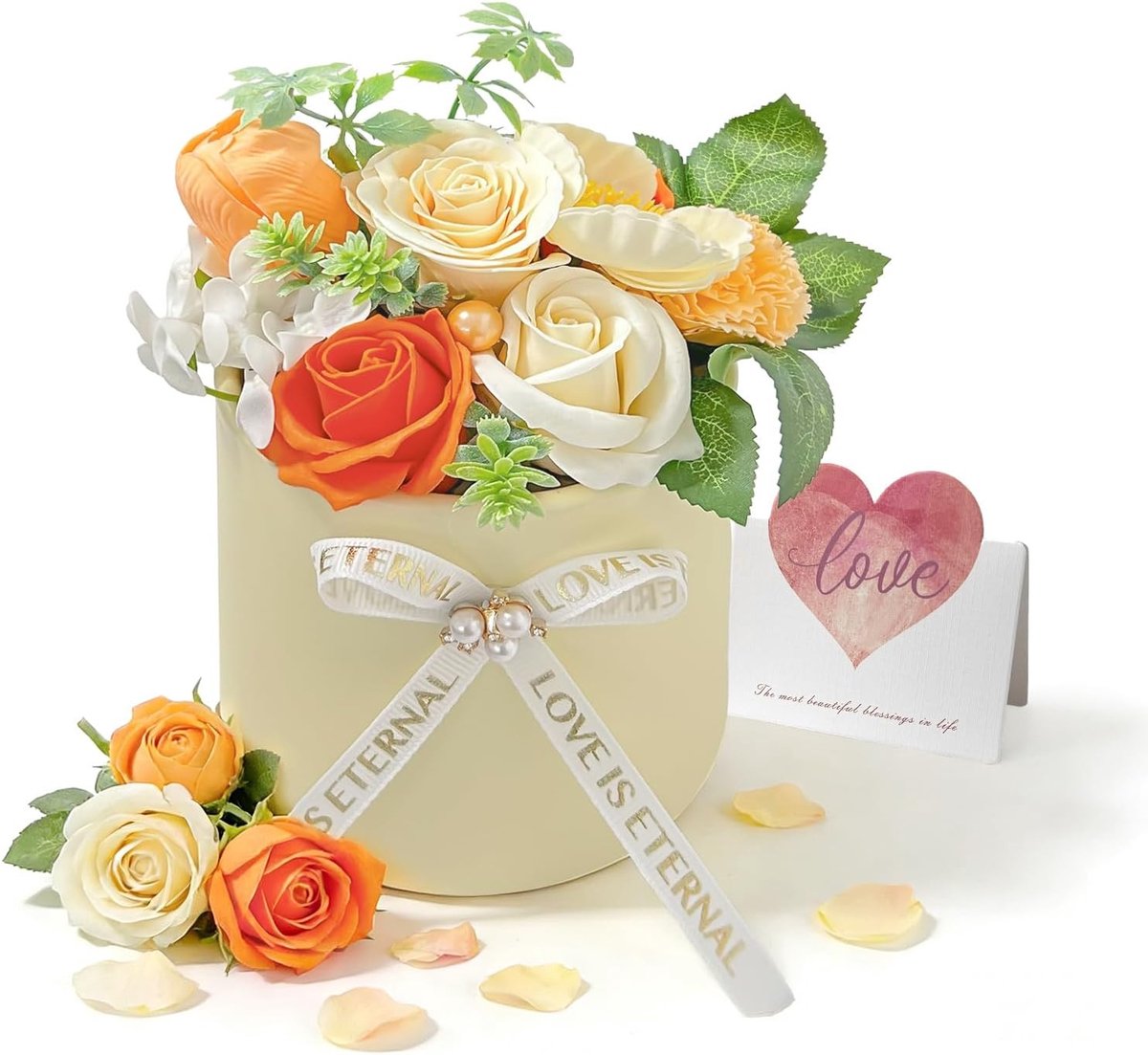 Hartvormige Geschenkdoos met Oranje Rozen voor Vrouwen - Perfect voor Moederdag, Valentijnsdag en Verjaardagen - Uniek en Persoonlijk Cadeau