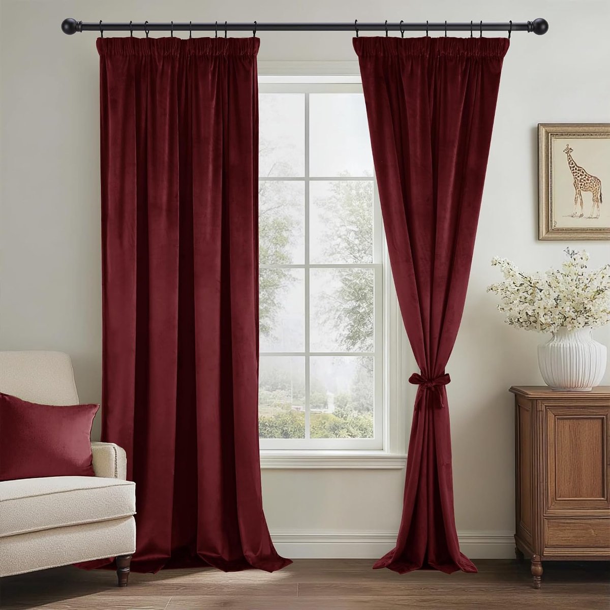 Hiasan Velvet Curtain Luxury Heavy Thick Blackout Curtains with Ruffle Tape Thermal Curtain for Cold Noise Insulation - ShopVlot