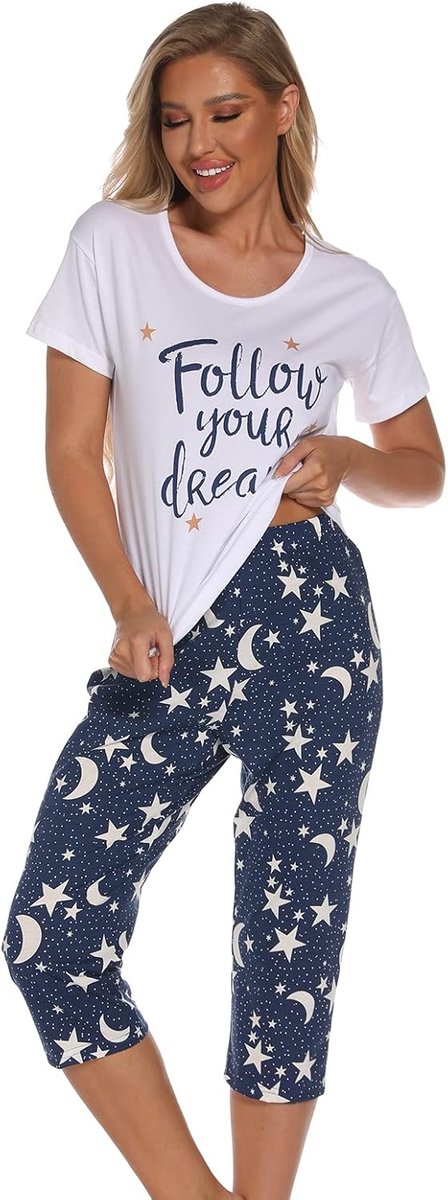 Women Pajamas Set Sleeveless Loungewear Capri Pants for Women Ladies Girls Students Cotton Spring Summer Pajamas Set - ShopVlot