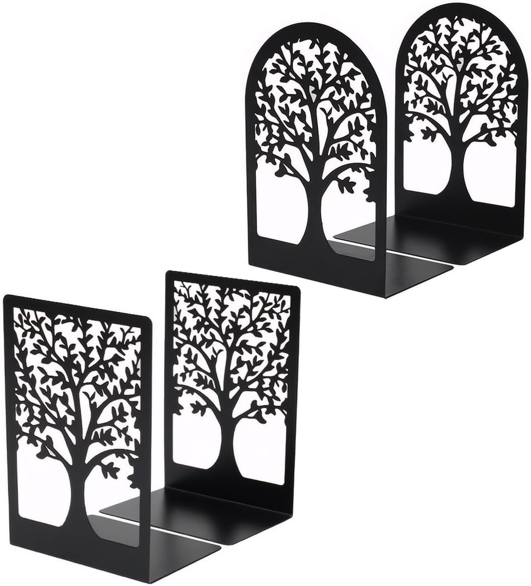 Sturdy bookends made of two black steel rods – practical accessory for home - ShopVlot
