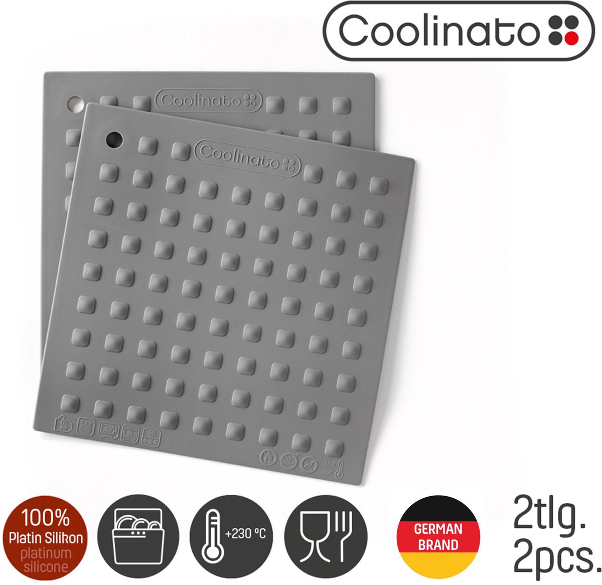 Pannenlappen set van 2 - siliconen 20x20 cm - antislip - veilig gebruik in de keuken - ShopVlot