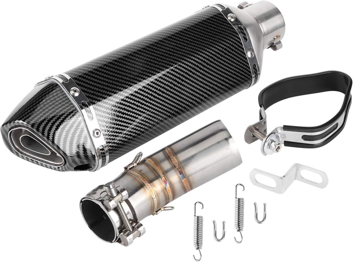 Uitlaatdemper - Uitlaatsysteem Middenpijp + Carbon Fiber Stijl Slip-On Uitlaat met DB Killer voor 400 Z400 2018 2019 2020, Geluidsdemping, Motoruitlaat, Prestatieverbetering
