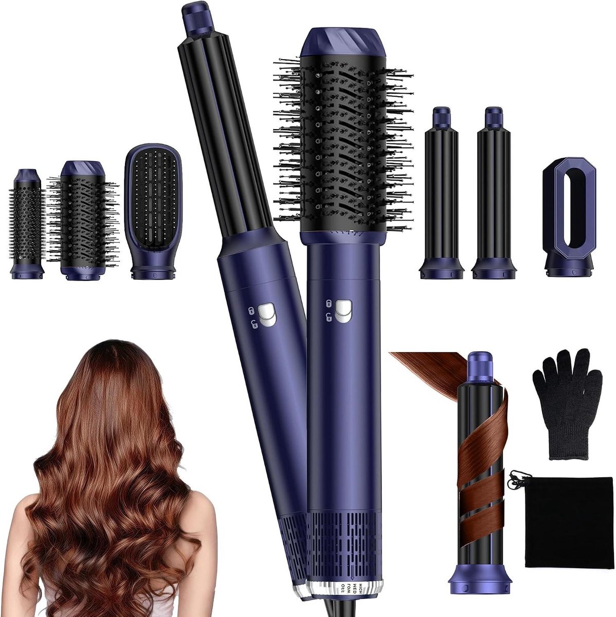 Haarstyler Set - Multistyler Air - Dagelijks Haar Modelleren - 6-in-1 Functionaliteit - 1 kg - Blauw