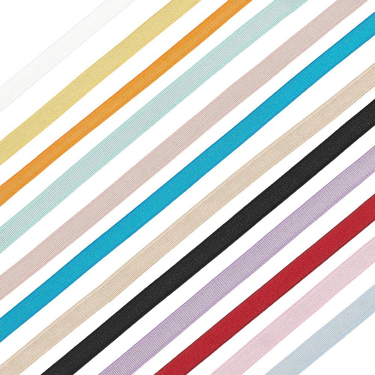 Elastische band voor beha en lingerie, 24 m naaielastiek van polyester, 8 mm breed, ideaal voor naaiprojecten, 12 kleuren beschikbaar