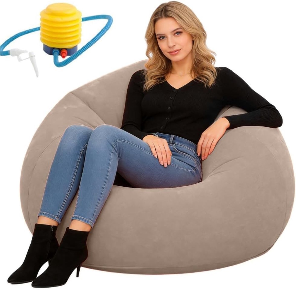 Opblaasbare Sofa voor Camping en Gaming - Wasbare Zithoek voor Binnen en Buiten - Stijlvolle en Comfortabele Lounger van Pluche voor Volwassenen en Kinderen