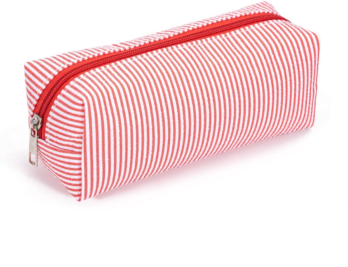 Etui voor meisjes - gestreept katoen - schattig strikdesign - perfect voor make-up organisatie - ShopVlot