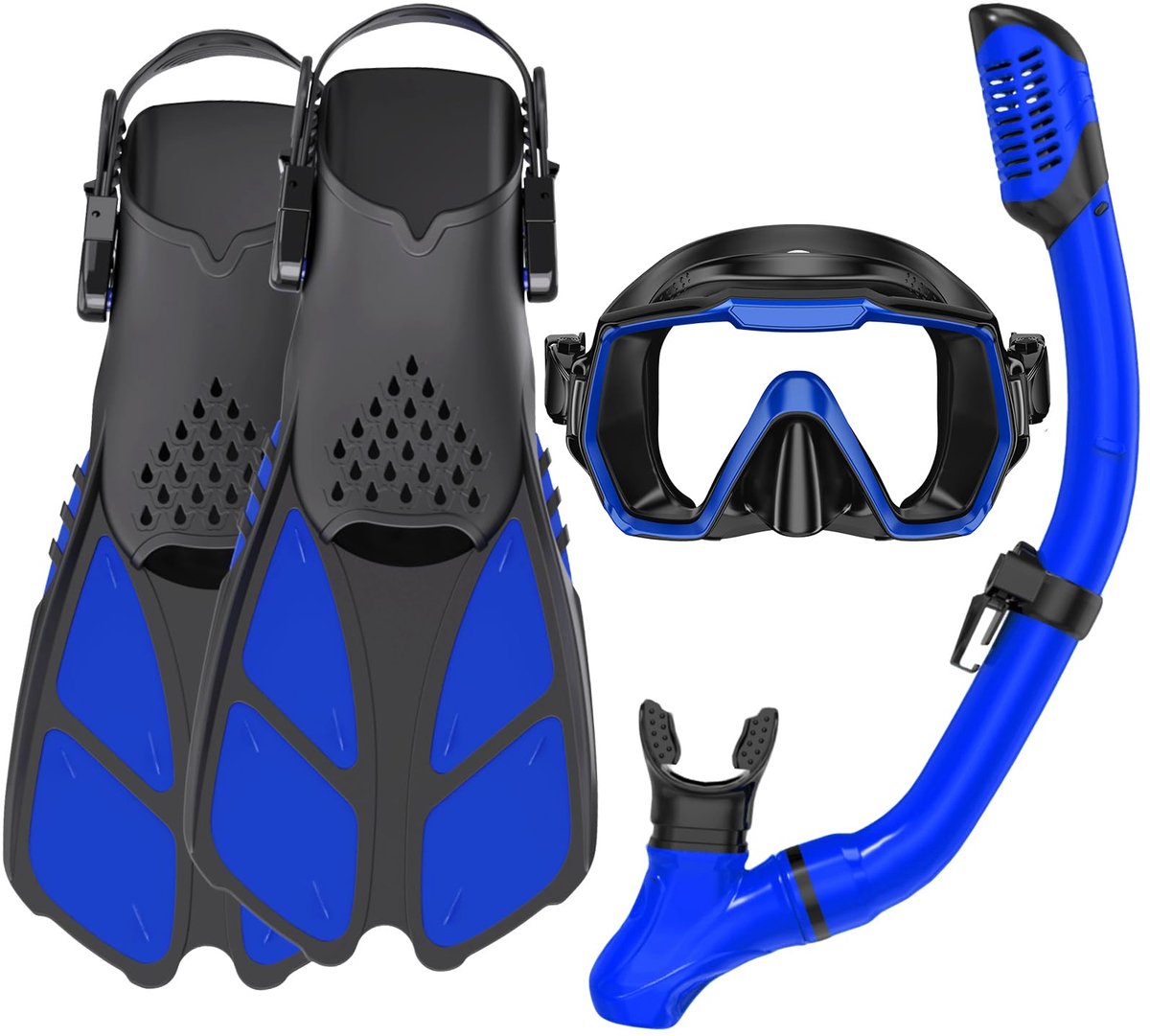 Snorkelset voor volwassenen - met verstelbare vinnen - antilek duikmasker - ideaal voor snorkelen - ShopVlot
