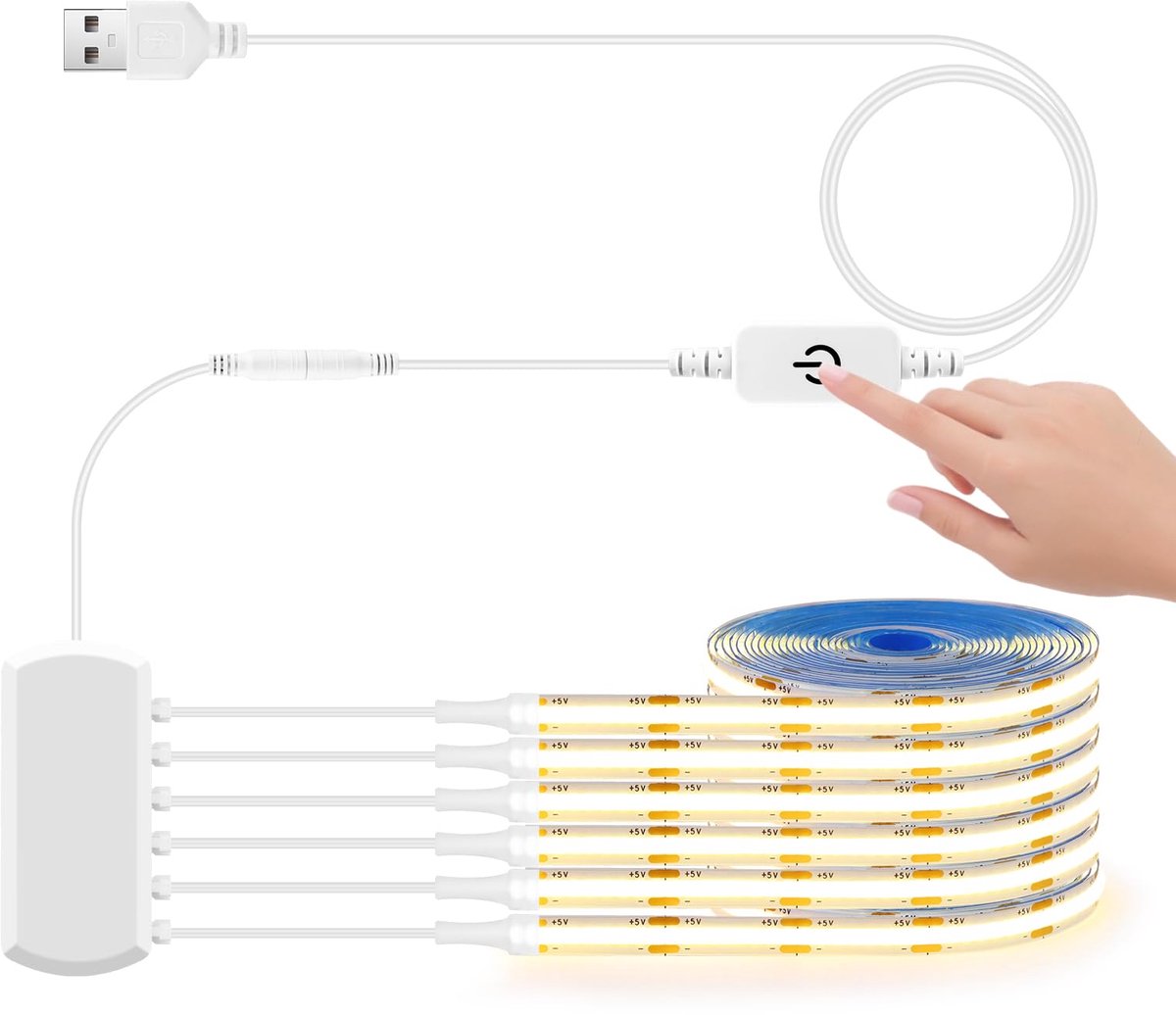 LED strip 1M warm wit - 6 stuks - dimbaar met touch dimmer - ideaal voor akoestische panelen verlichting - ShopVlot