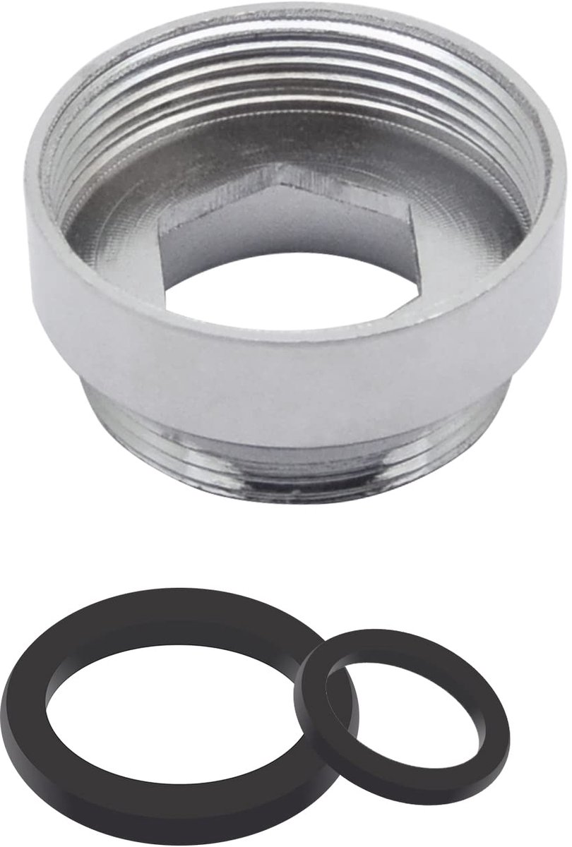 Metalen kraan adapter 24mm - 22mm voor beluchter - waterbesparend - ideaal voor keuken - ShopVlot