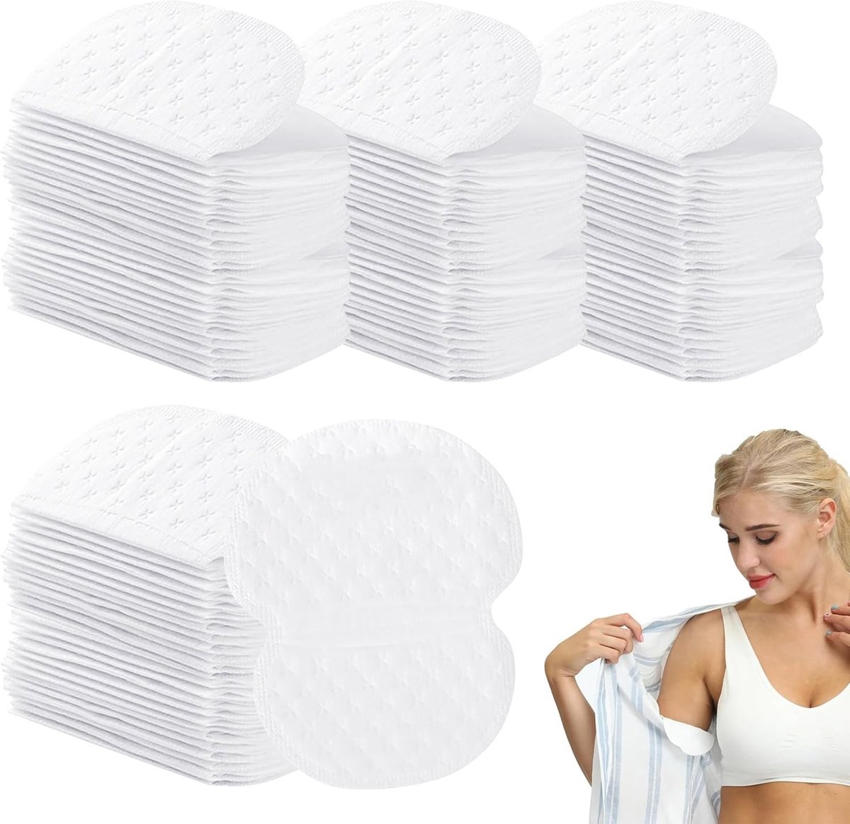 100 Stuks Onderarm Pads, Zweetabsorberende Pads voor Dames en Heren, Zelfklevende Onderarm Katoenen Beschermers voor Droge Kleding en Frisse Geur