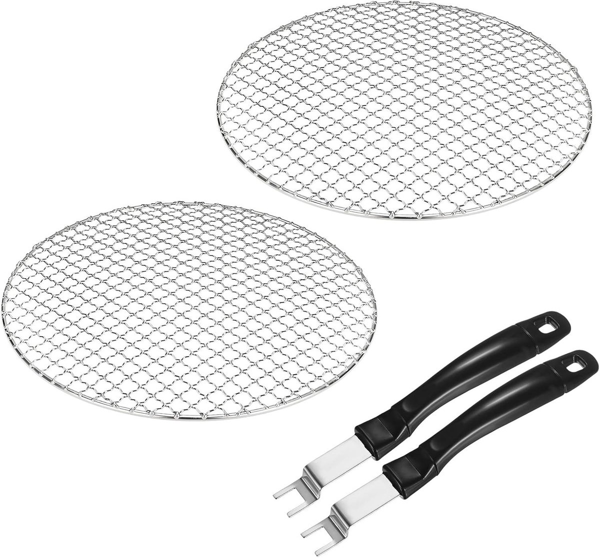 4-pack koelrek van 30,5 cm rond roestvrij staal met grillrooster en lifter voor grillen, koken en bakken, ideaal voor stomen en kruiden