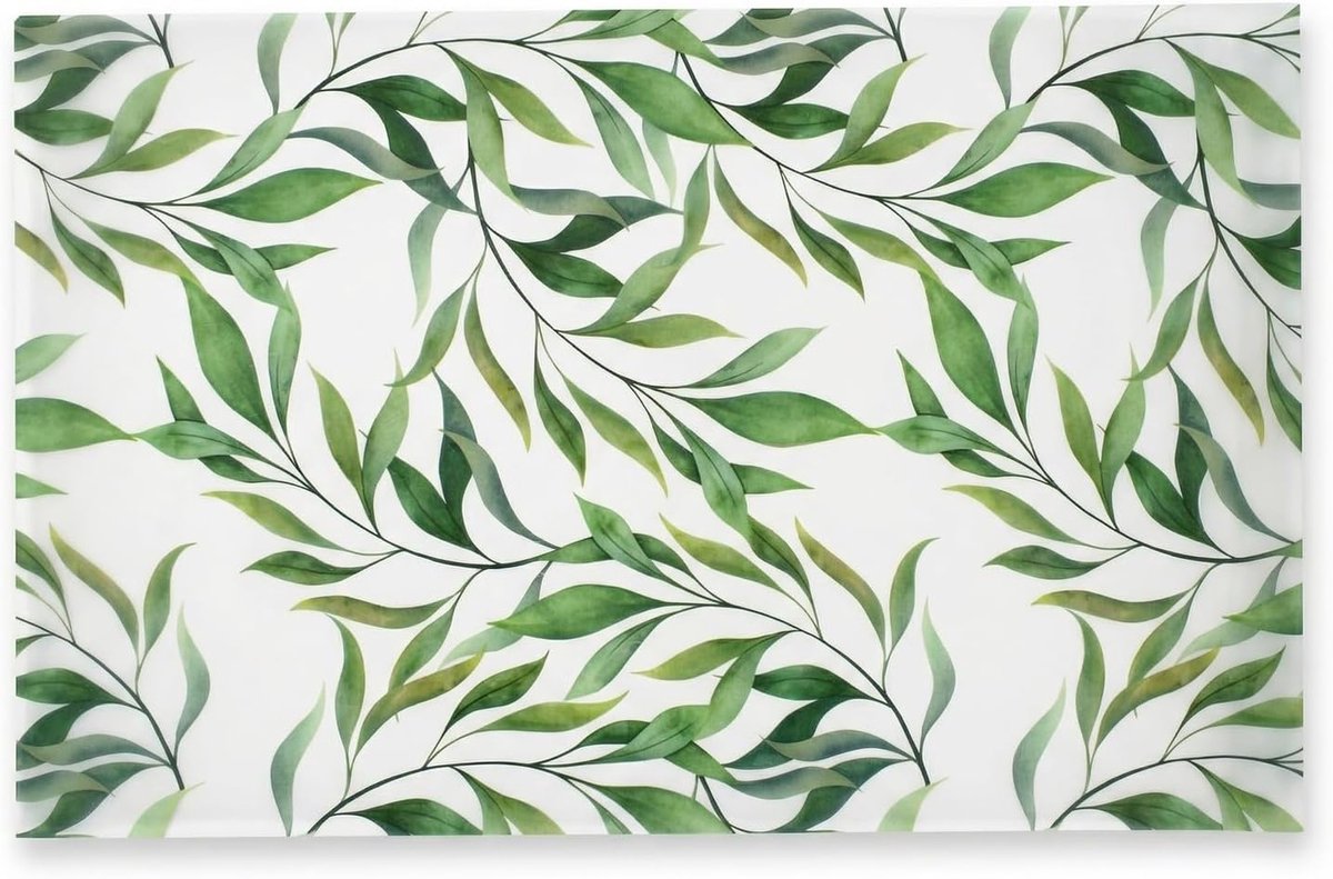 Sticker voor glas - groen bladpatroon - vinyl - inkijkbescherming - elektrostatisch - decoratief - met gereedschap - 45 x 200 cm - raamfolie voor woonkamer - keuken en kantoor