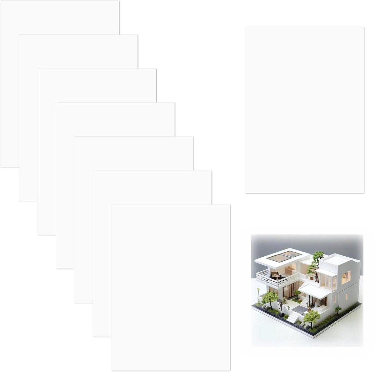 8 stuks kunststof platen - kunststof plaat - PP hard polystyreenplaat - polypropyleen plaat voor modelbouw - woondecoratie - modelleren - knutselen - architectuur - doe-het-zelfprojecten - 1 mm dik