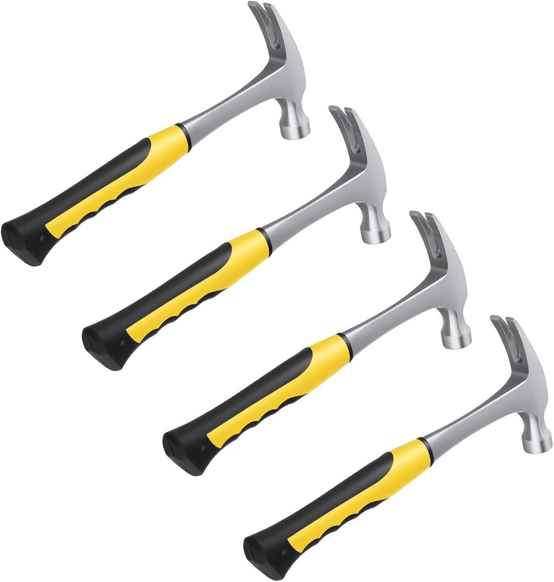 4 Stuks 16oz Klauw Hamer met Comfortabele Grip, Ideaal voor Timmerwerk en Klussen, Totaal Gewicht 950g