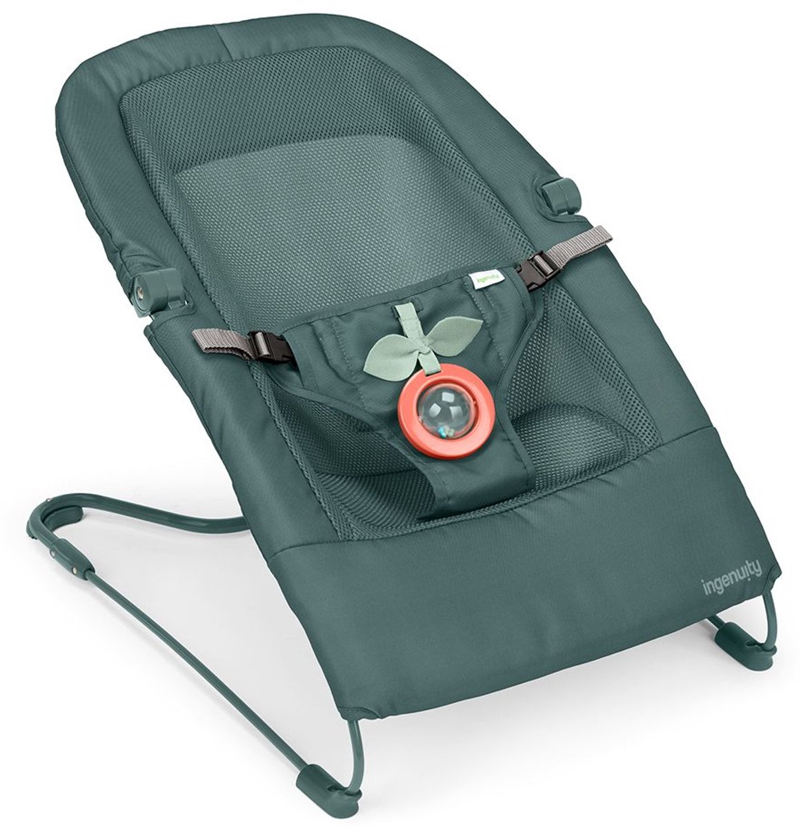 Ingenuity Stow & Go Compact Folding Bouncer Green.