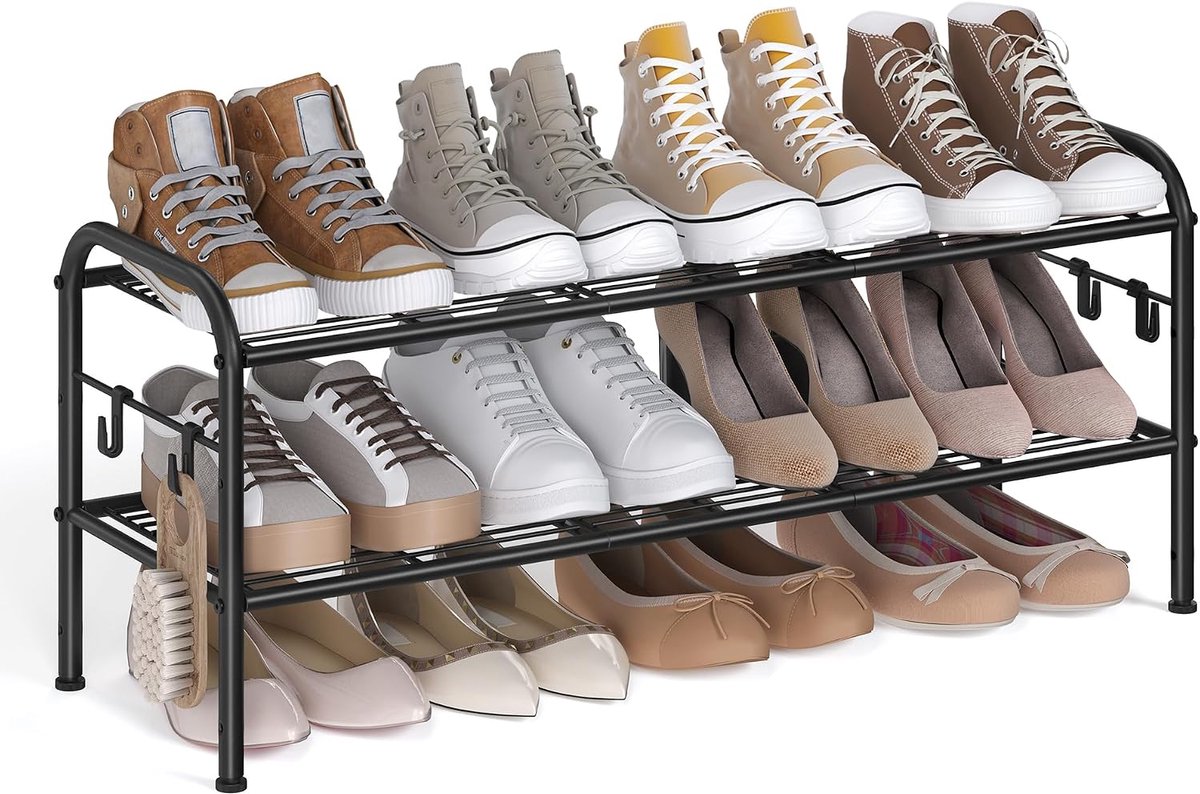 SONGMICS schoenenrek, metaal, in hoogte verstelbaar, 10 paar - 85 cm - zwart