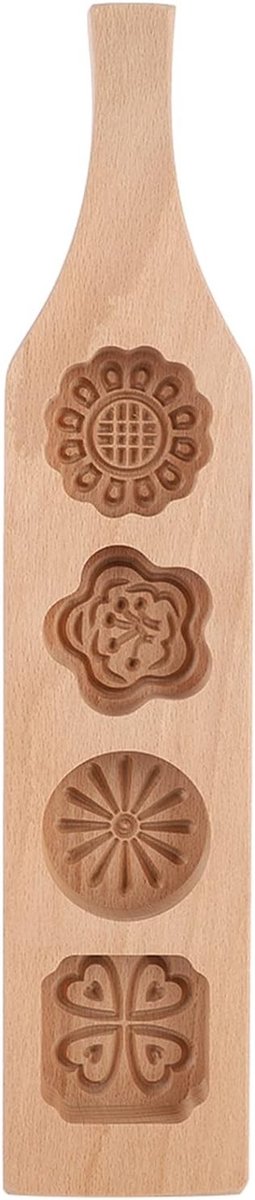 Vintage Beuken Maan Cakevorm voor het Bakken van Mousse Desserts, Non Stick Houten Mallen en Gebak Schimmels voor Feestelijke Geschenken (Vierdelige Mal met Bloemen)