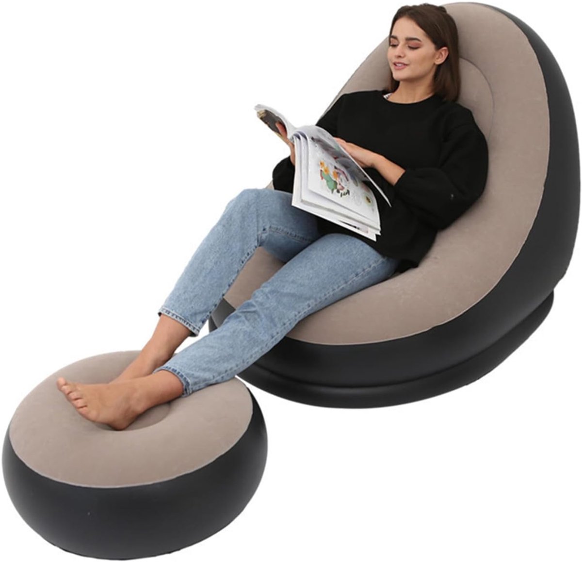 Allvia® Opblaasbare Bank - Opblaasbare Stoel - Opblaasbare Zetel - Koffie - 27cm x 24cm x 12cm