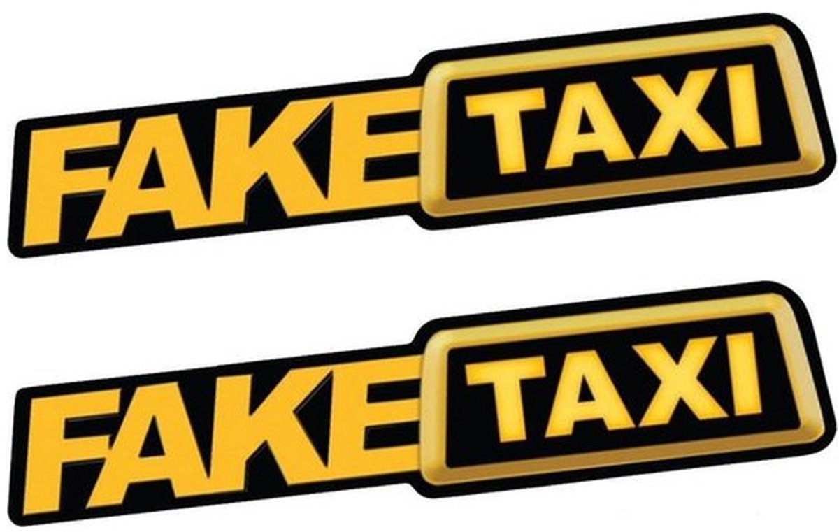 2 FAKE TAXI Autostickers – Grappige Prank Stickers
