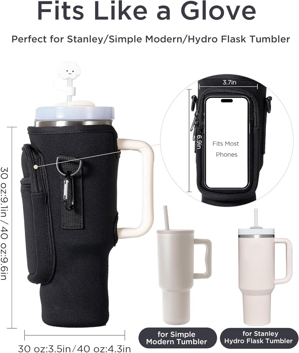 Draagtas voor waterflessen met telefoonvak - Neopreen - Verstelbare riem - Perfecte houder voor onderweg - ShopVlot