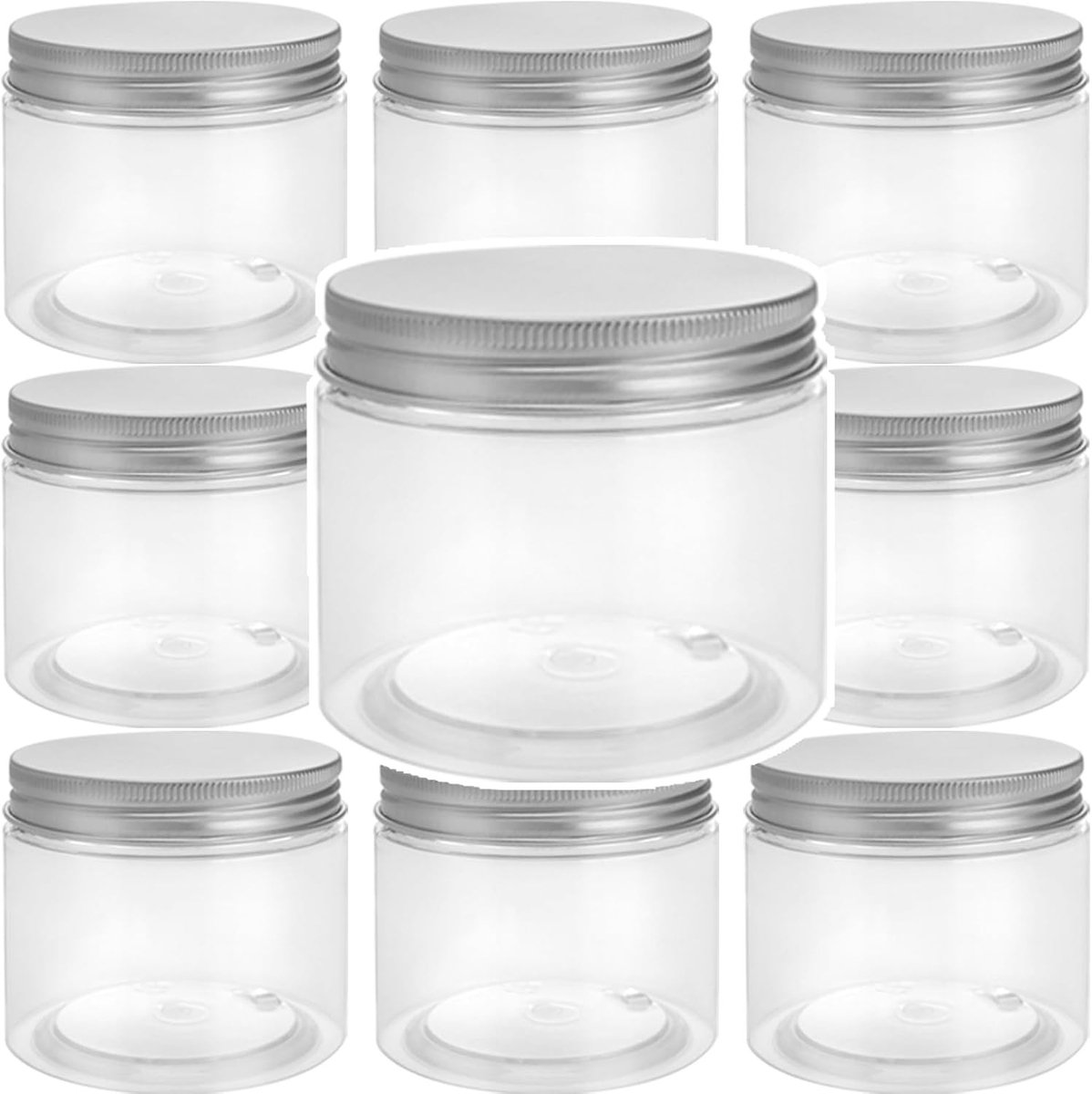 30 Stuks 150ml Transparante Plastic Potjes met Zilveren Aluminium Deksel voor Opslag van Specerijen, Crèmes en Lotion