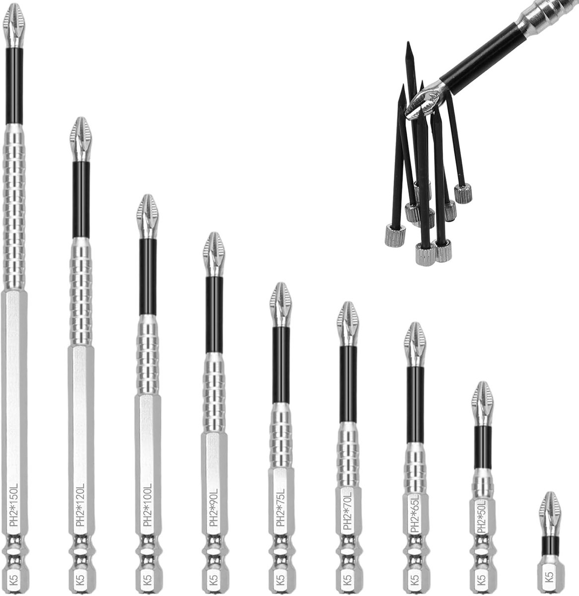 Precisie schroevendraaierset met 9 stuks, hoge magnetische bits, antislip en universeel voor elektrische boor en reparaties
