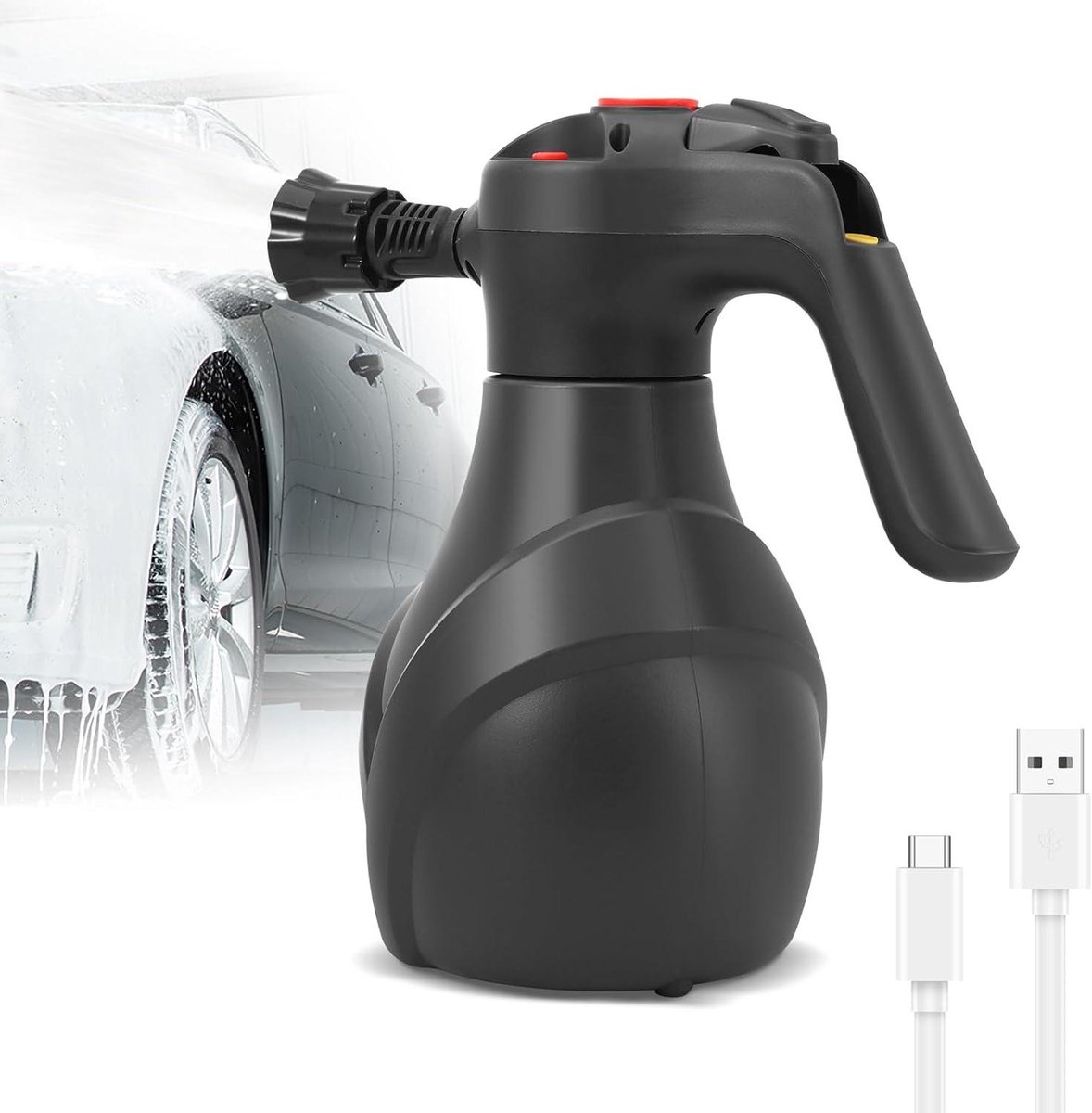 Elektrische Schuimsproeier - Draadloze Sprayer - Auto en Tuin - 3 Sproeimodi - 2 Liter - Zwart