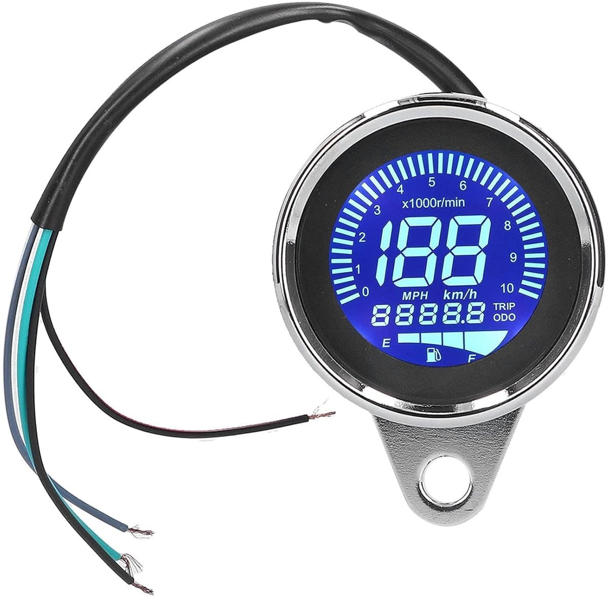 Digitale LCD Snelheidsmeter 0-160KM/H voor Motorfiets - GPS Snelheidsmeter, Waterdicht, Retro Chrome Design