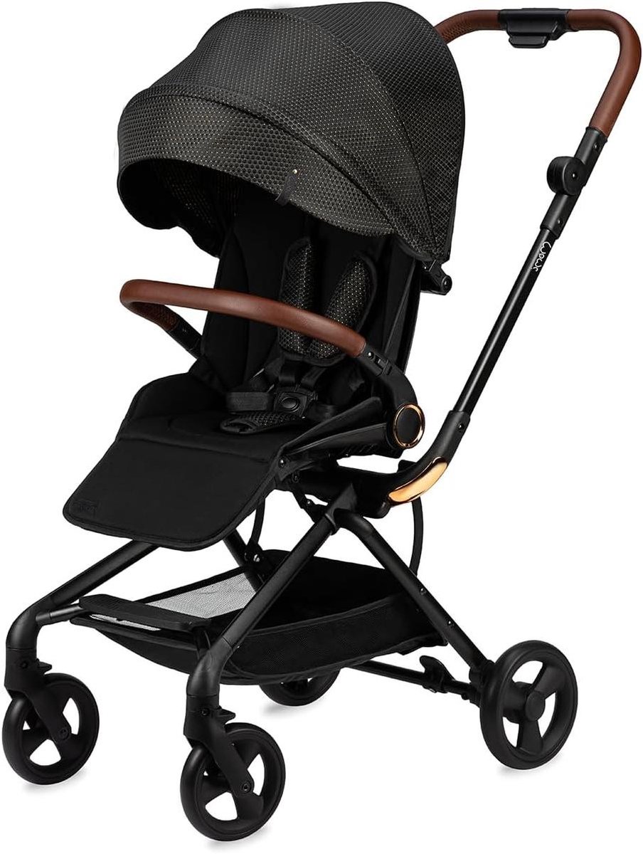 Kinderwagen Vanaf 6 Maanden - Compacte Buggy - Dagelijks Gebruik - 360 Graden Stoel - Tot 22 kg - Zwart-Goud