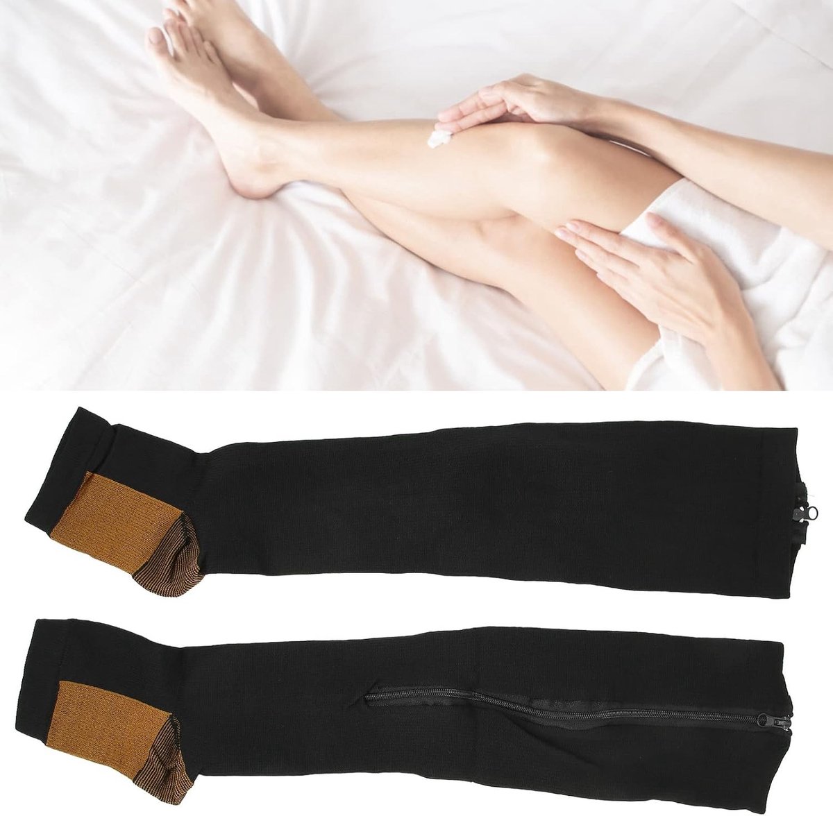 Draagcomfortabele compressiekousen met rits, wasbare en herbruikbare open teen sokken voor vrouwen, ideaal voor ondersteuning en bloedcirculatie