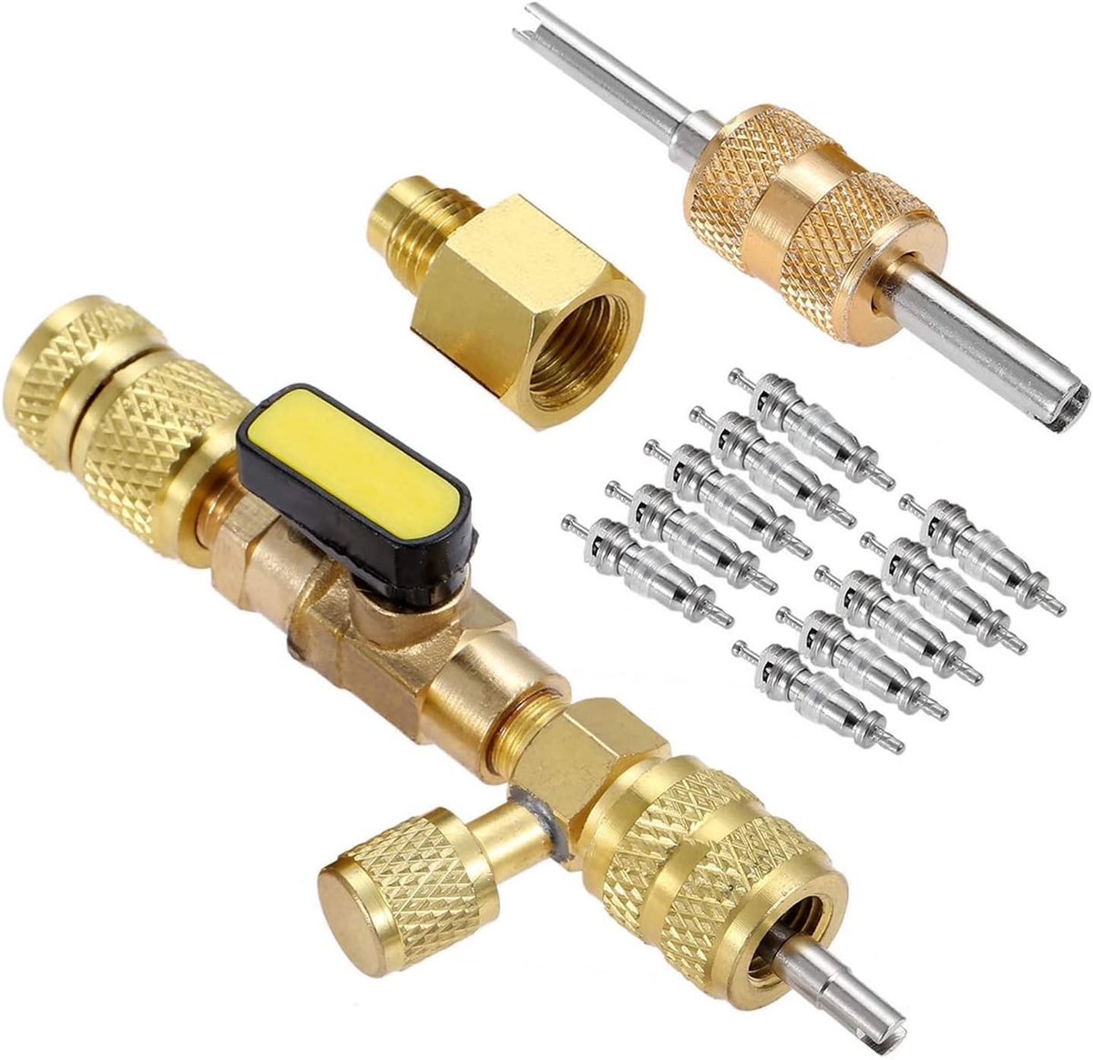 Professionele Valve Verwijderaar en Installer Tool voor R410A, R404A en R134A HVAC Systemen met Dubbele SAE Maten 1/4 en 5/16