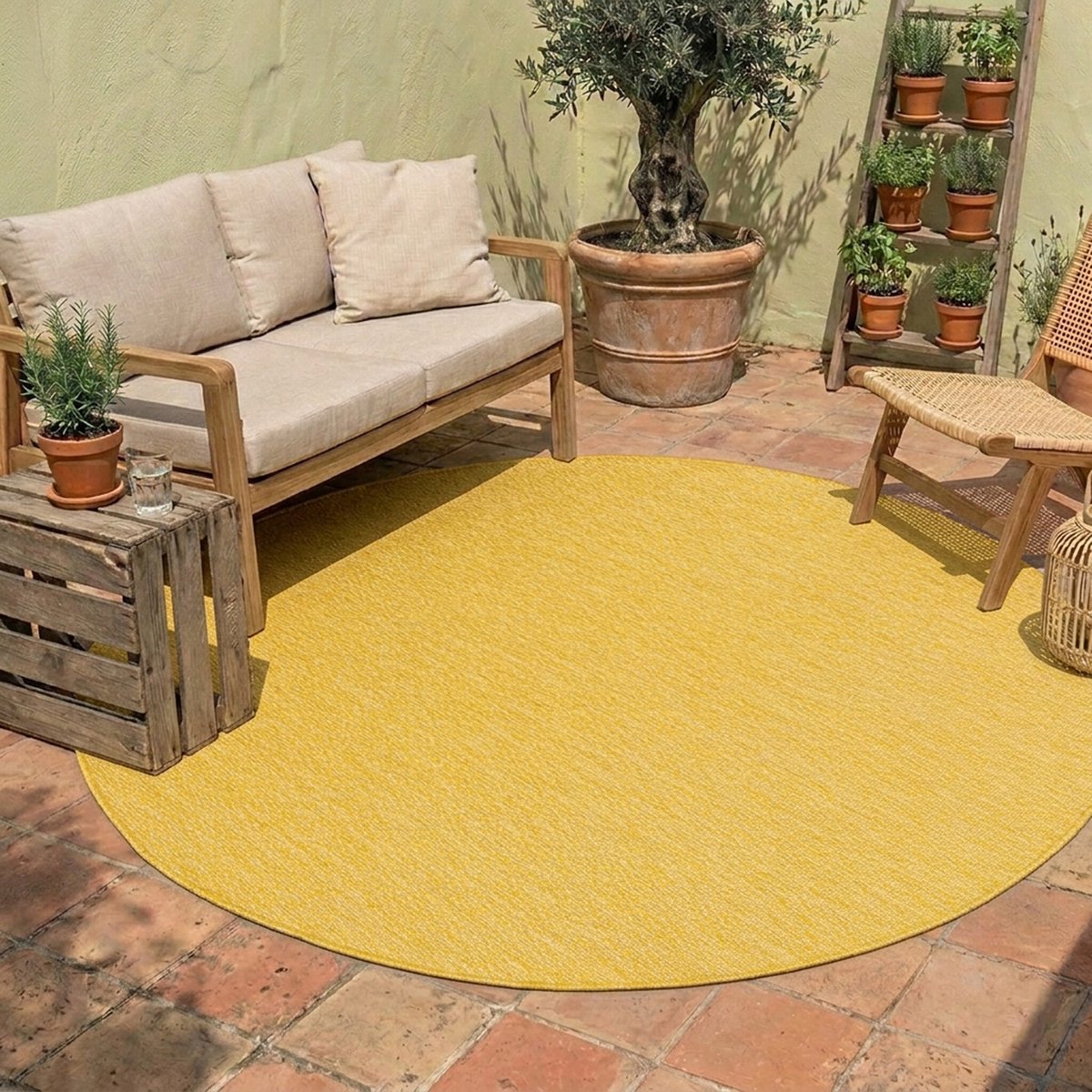 NATURL. Rond buitenkleed - Costa Okergeel - Ø 200cm