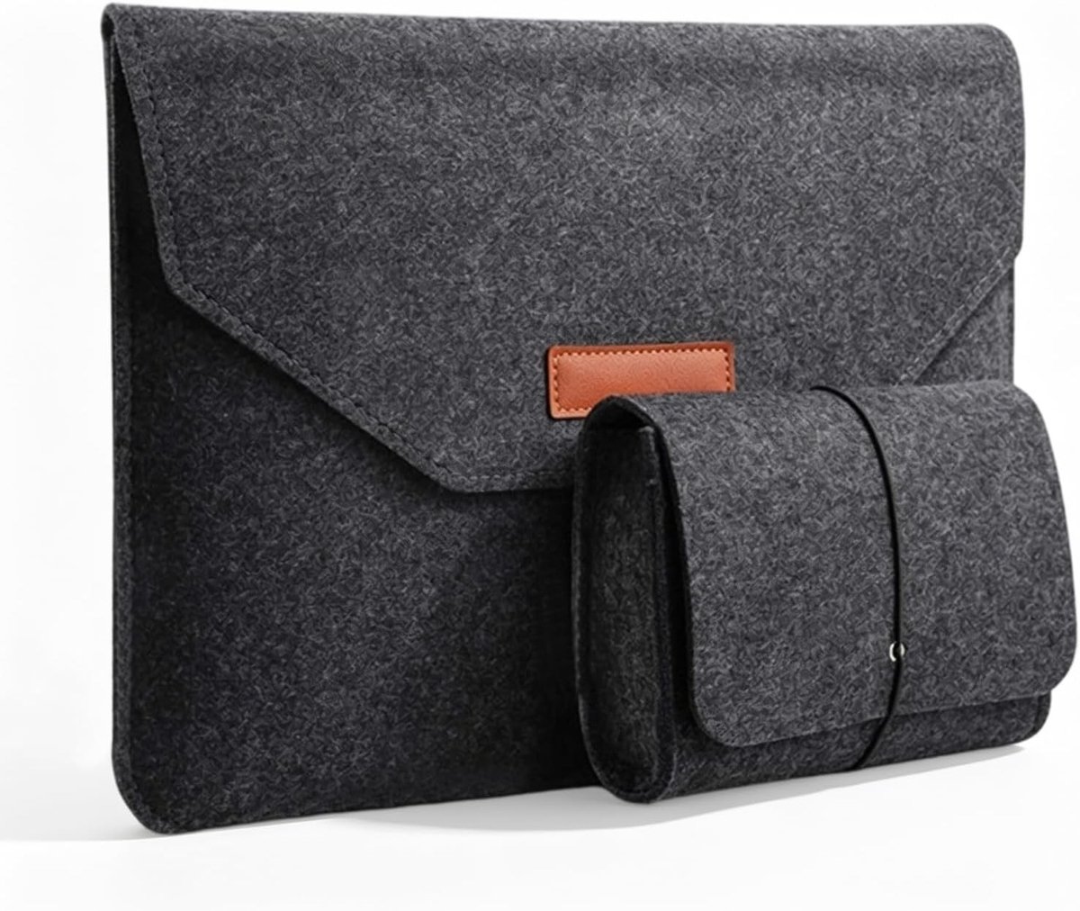 Ultradunne 13 inch laptophoes van vilt met meerdere vakken, beschermende tas voor laptop en tablet (zwart)