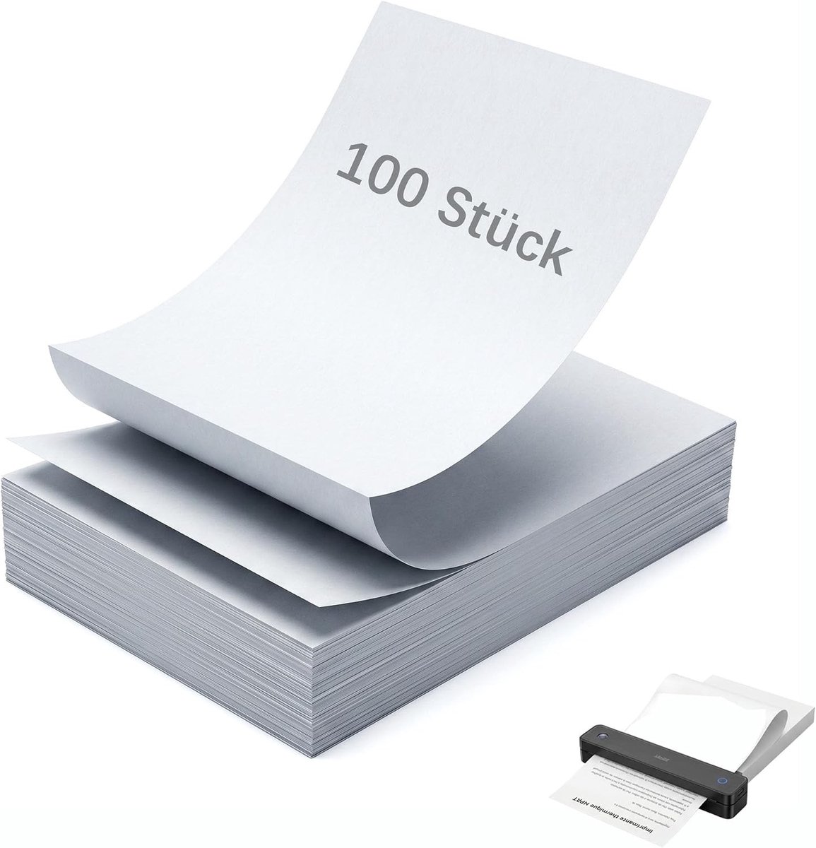 Thermisch printerpapier A4, 100 vellen sneldrogend BPA-vrij papier voor documenten en foto's, geschikt voor thermische printers