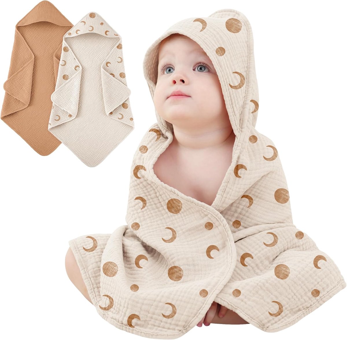 Babyhanddoek met capuchon 2 stuks - katoen - zachte en absorberende babyhanddoek - perfect voor na het bad - ShopVlot